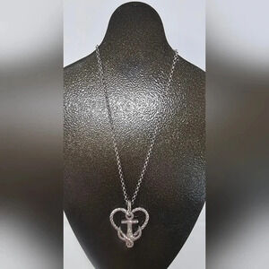 Brighton Anchored in Love Heart Necklace Silver Plated Nautical Seas The Day NWT